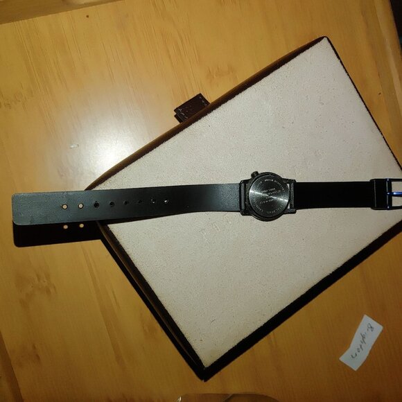 Guess Quartz Watch Vintage Black Strap Blue Dial Stainless Steel Water Resistant - Picture 5 of 8